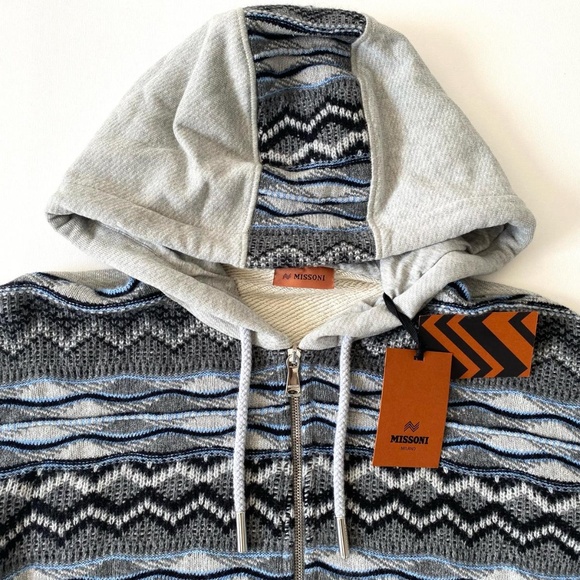 MISSONI Mens Zip Thru Hoodie with Zig Zag Front - Size M - MSRP $695 - BNWT - Picture 4 of 12